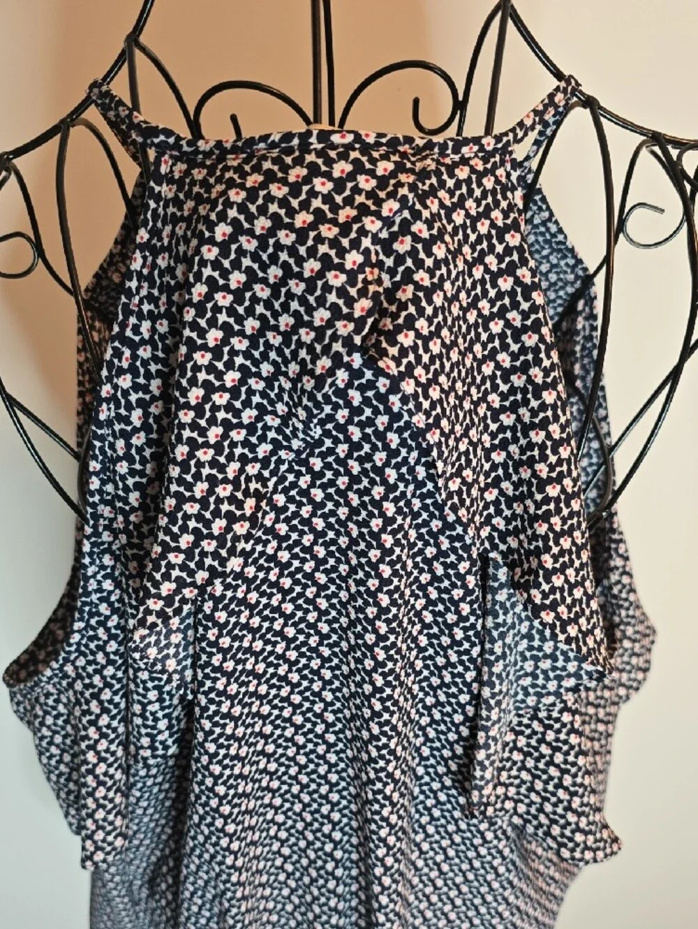 Michael Kors Navy and White One-Shoulder Patterned Dress